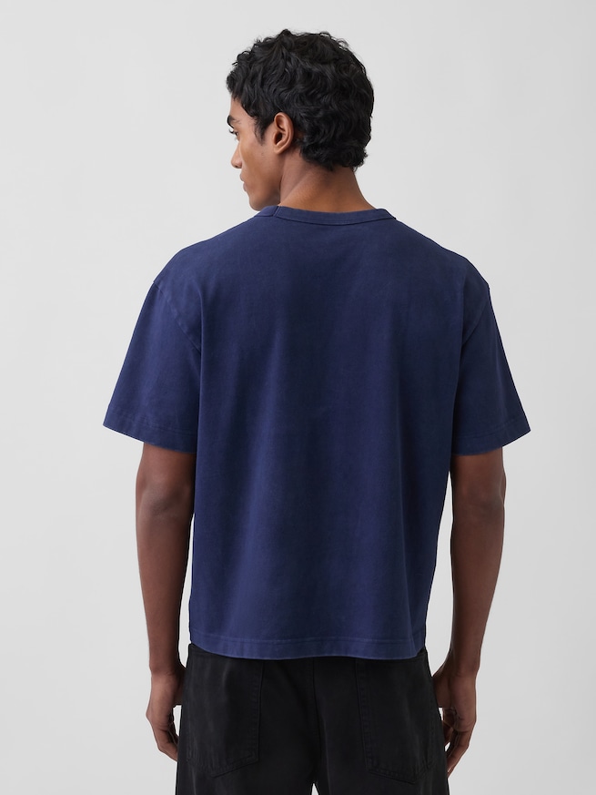 ヘビーウェイト リラックスフィット GAPロゴ クロップドTシャツ-2