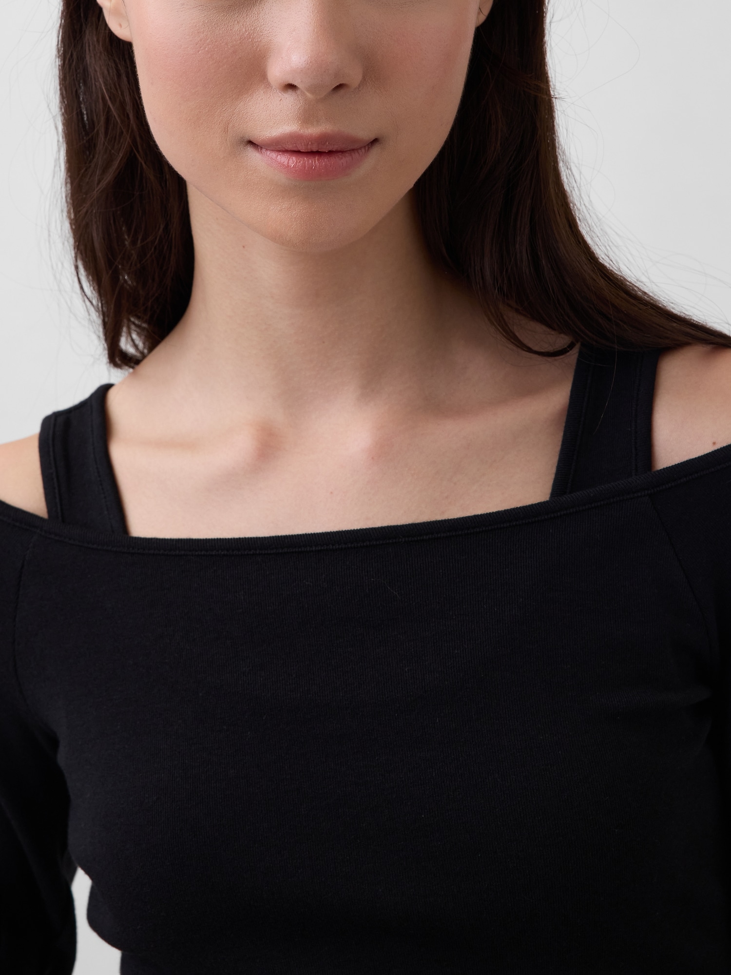 モダン オフショルダートップス-3