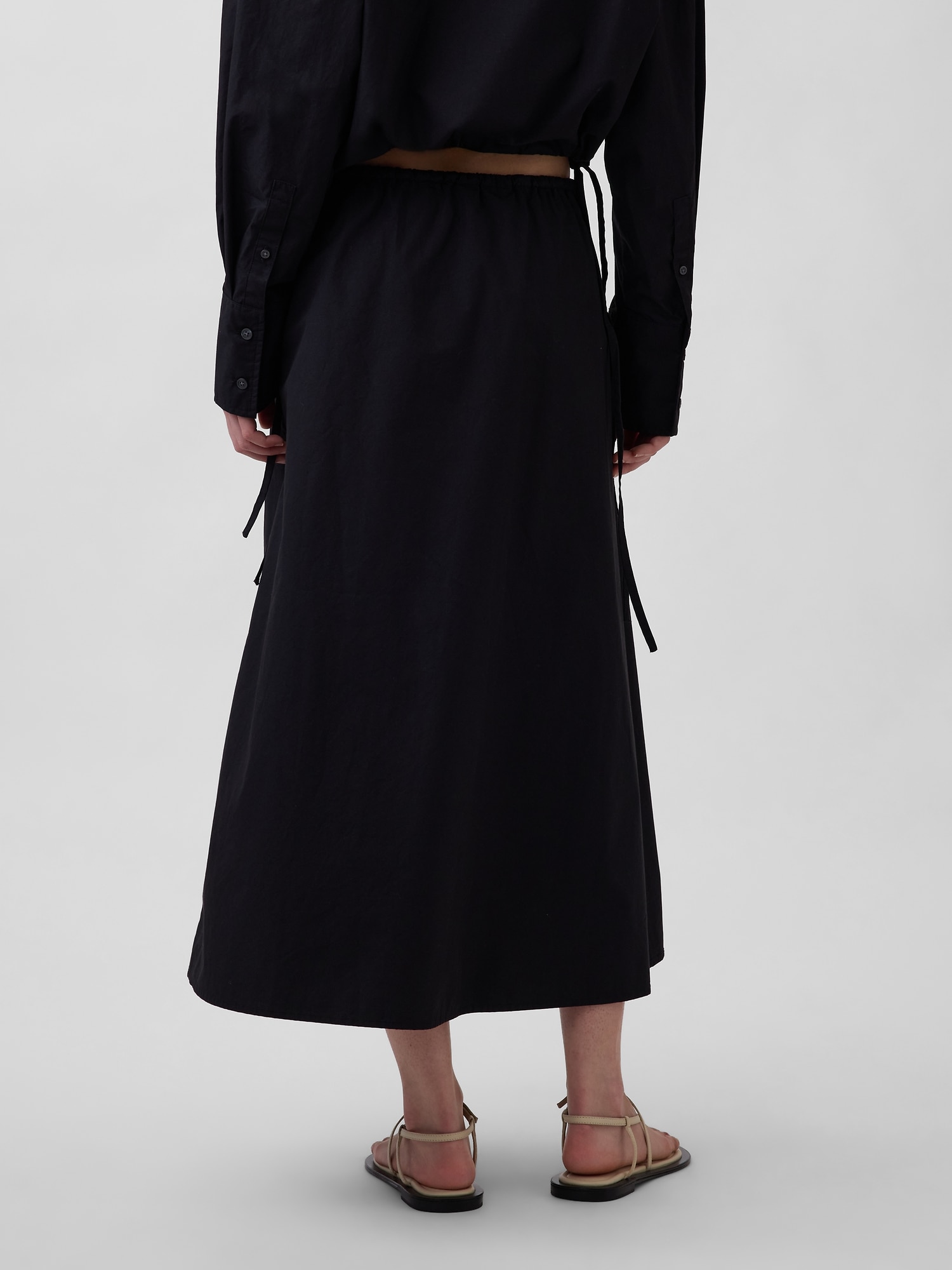 ポプリン イージーウエストマキシスカート-1
