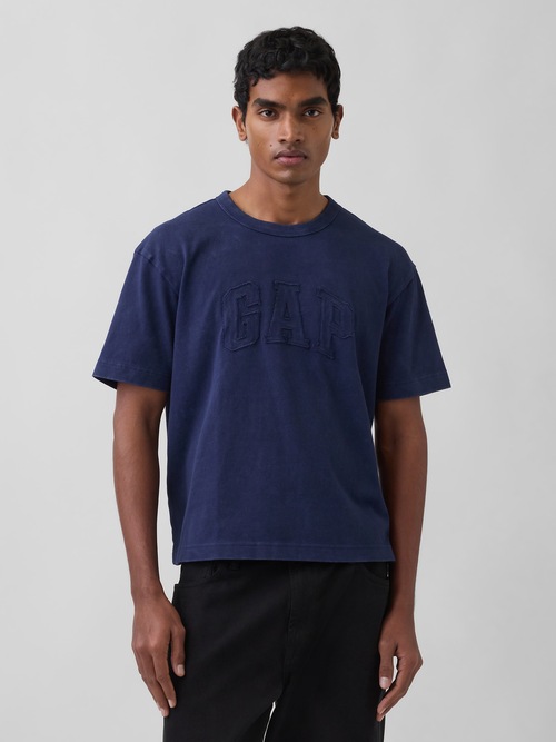 ヘビーウェイト リラックスフィット GAPロゴ クロップドTシャツ