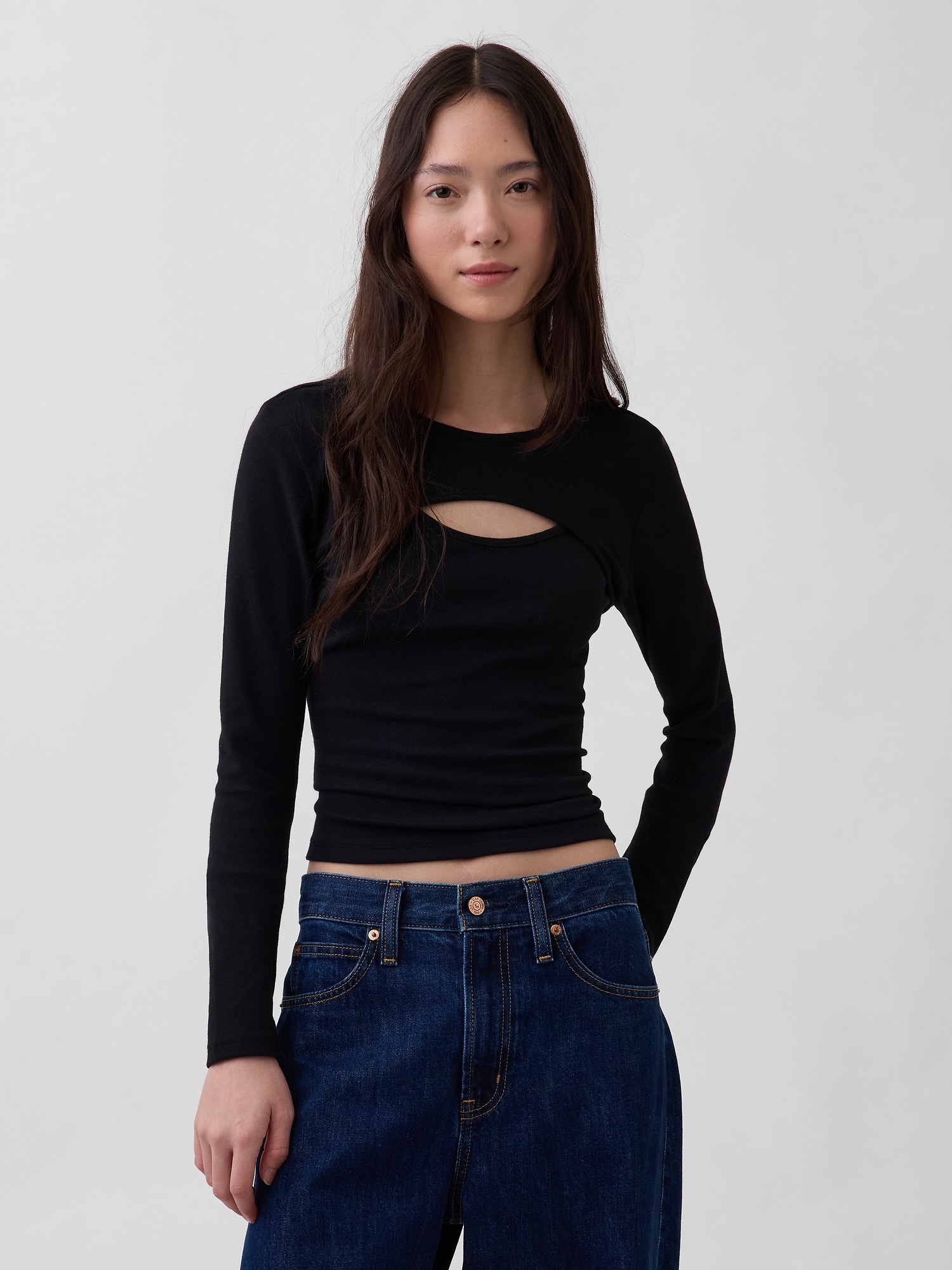 モダン カットアウトTシャツ-0