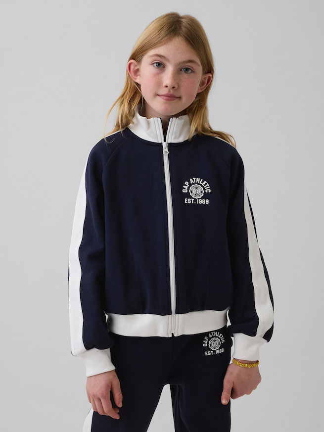 GapFit テック リラックスフィット GAPアスレチックロゴ ジップアップジャケット (キッズ)-0