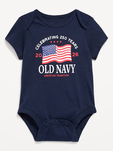 Short-Sleeve Unisex Logo-Graphic Bodysuit for Baby