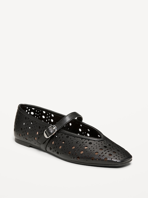 Perforated Mary Jane Ballet Flats for Women