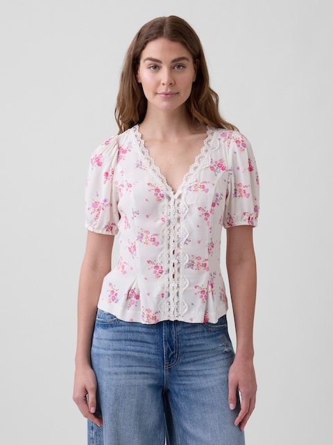 Crepe V-Neck Top