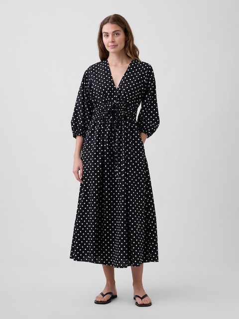 V-Neck Tie-Front Maxi Dress