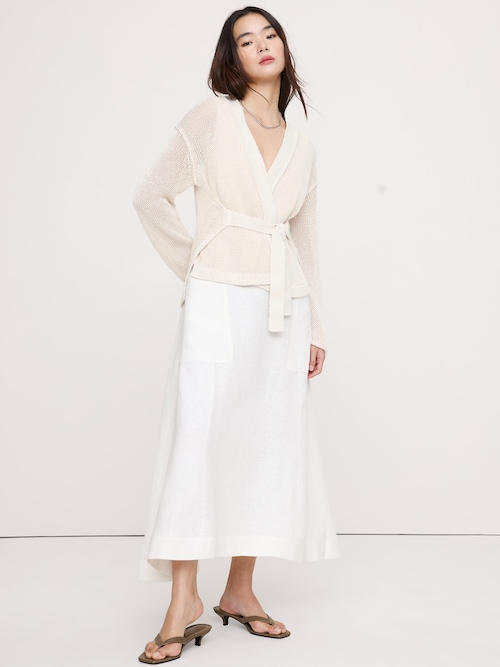 エアルーム リネン ラップ カーディガン