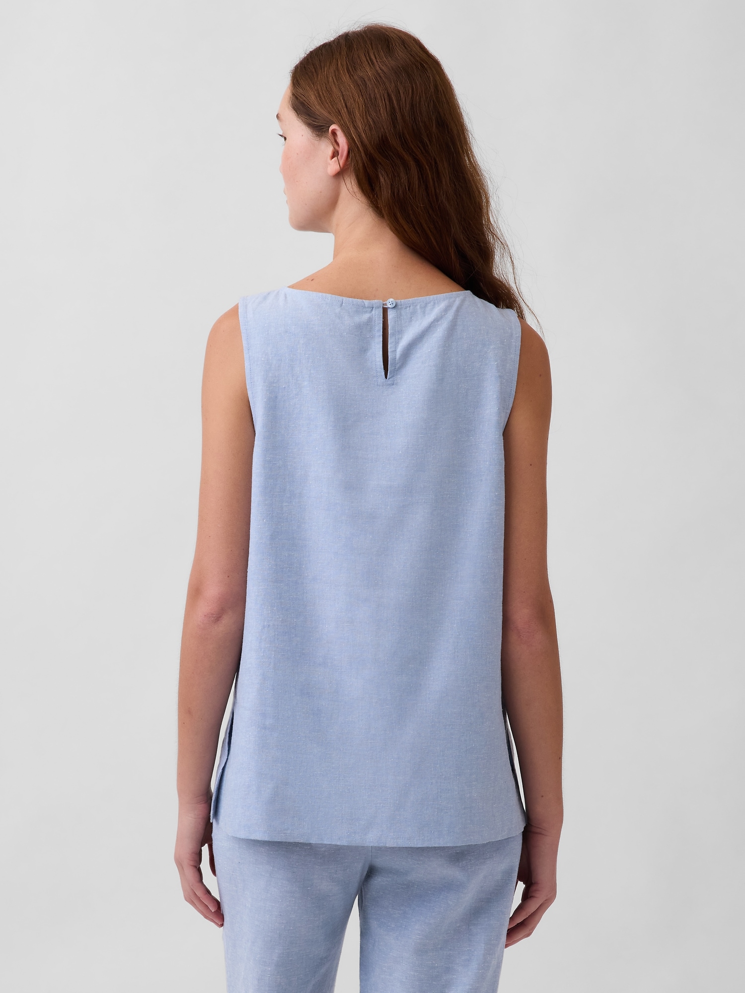 Linen-Blend Shell Tank Top