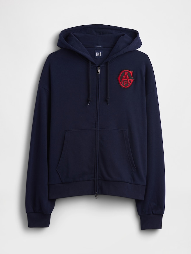 ヴィンテージソフト フレンチテリー GAPロゴ ダブルジップパーカー-4
