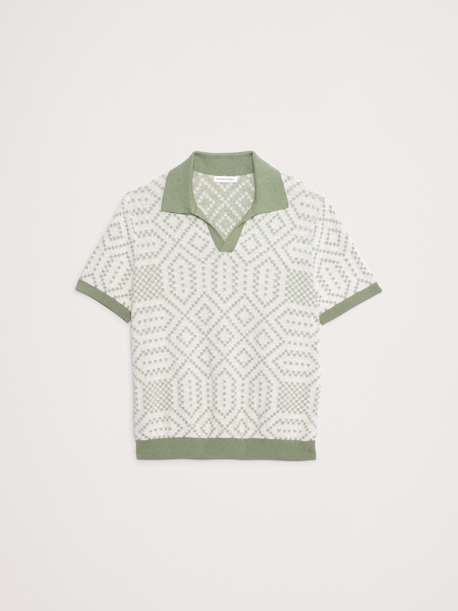 リネンコットンブレンド ジャカード ポロシャツ-3