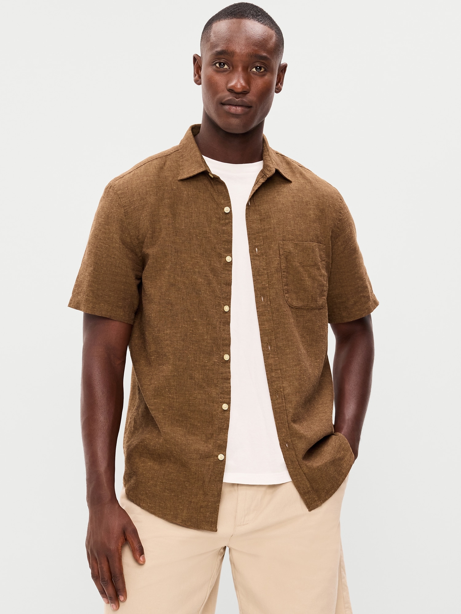 CHEMISE CLASSIQUE PASSE-PARTOUT EN MÉLANGE DE LIN