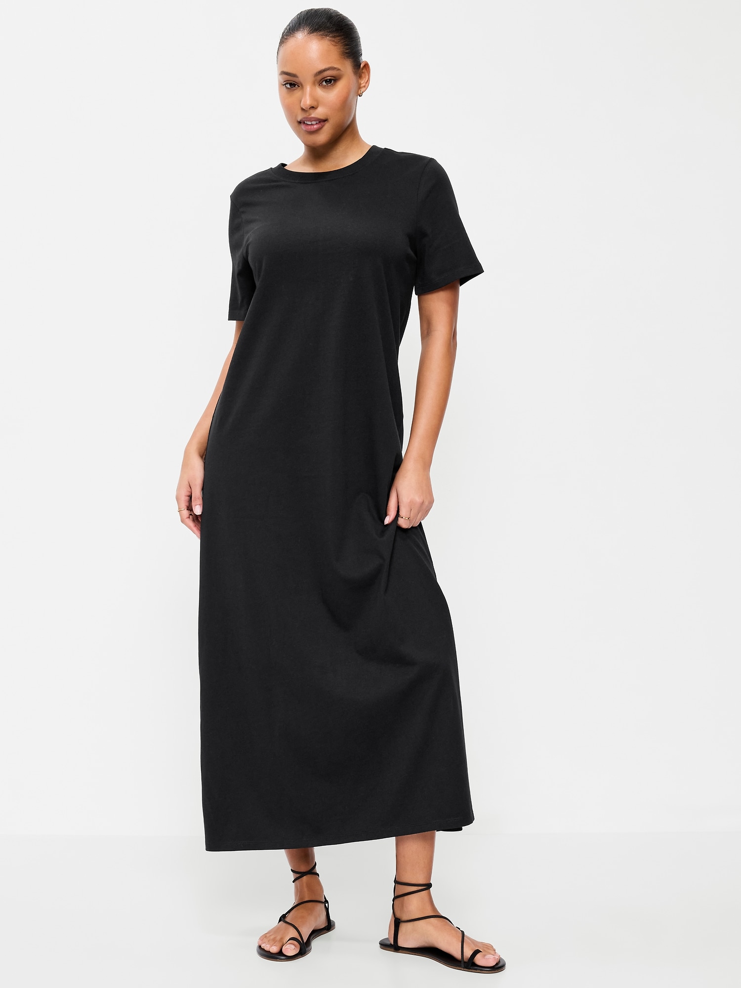 Vintage Crew-Neck Maxi Dress