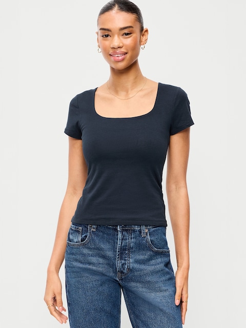 Hug Double-Layer Scoop-Neck Top