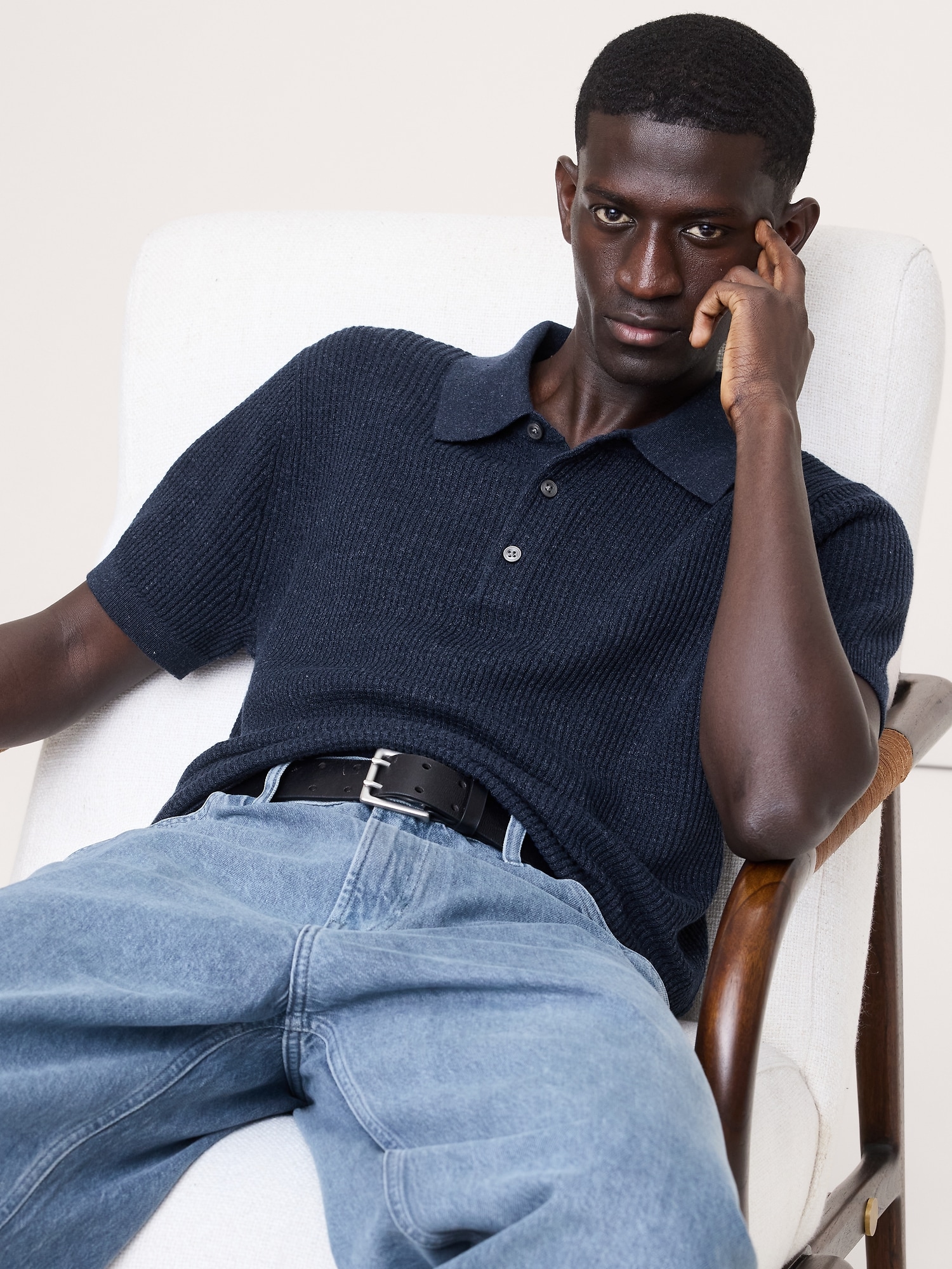 CHANDAIL POLO EN LIN ET COTON