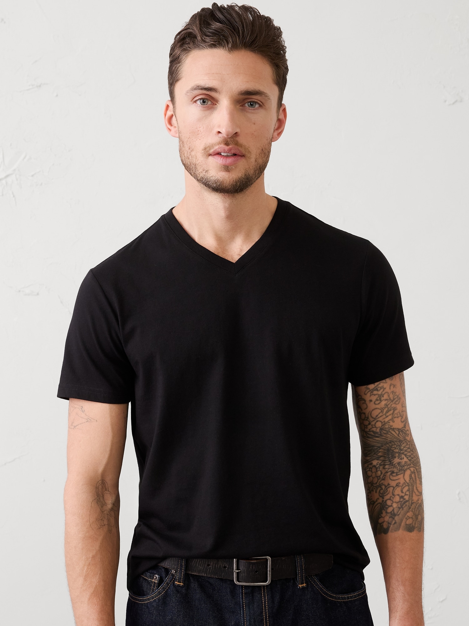 Standard-Fit Premium Wash V-Neck Shirt