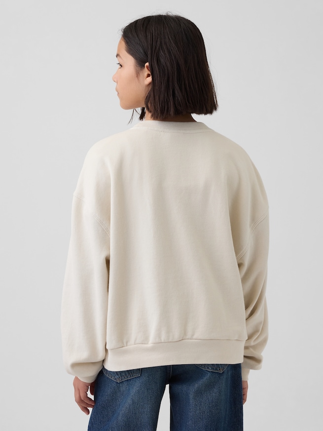 オーバーサイズ ウェッジ フリッピースパンコール グラフィック スウェットシャツ (キッズ)-2