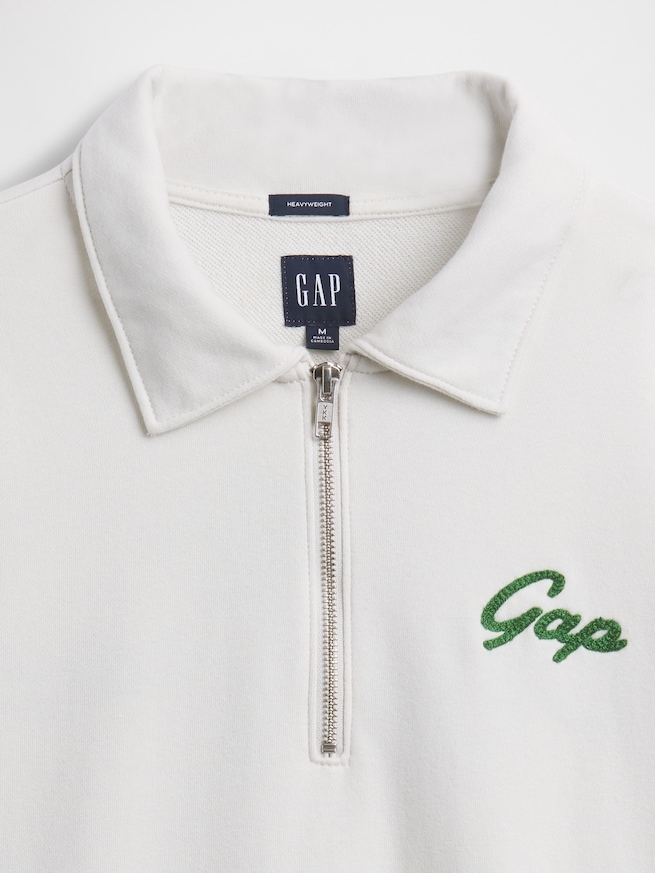 ヴィンテージソフト フレンチテリー オーバーサイズ GAPロゴ クロップド ハーフジップ プルオーバー-3