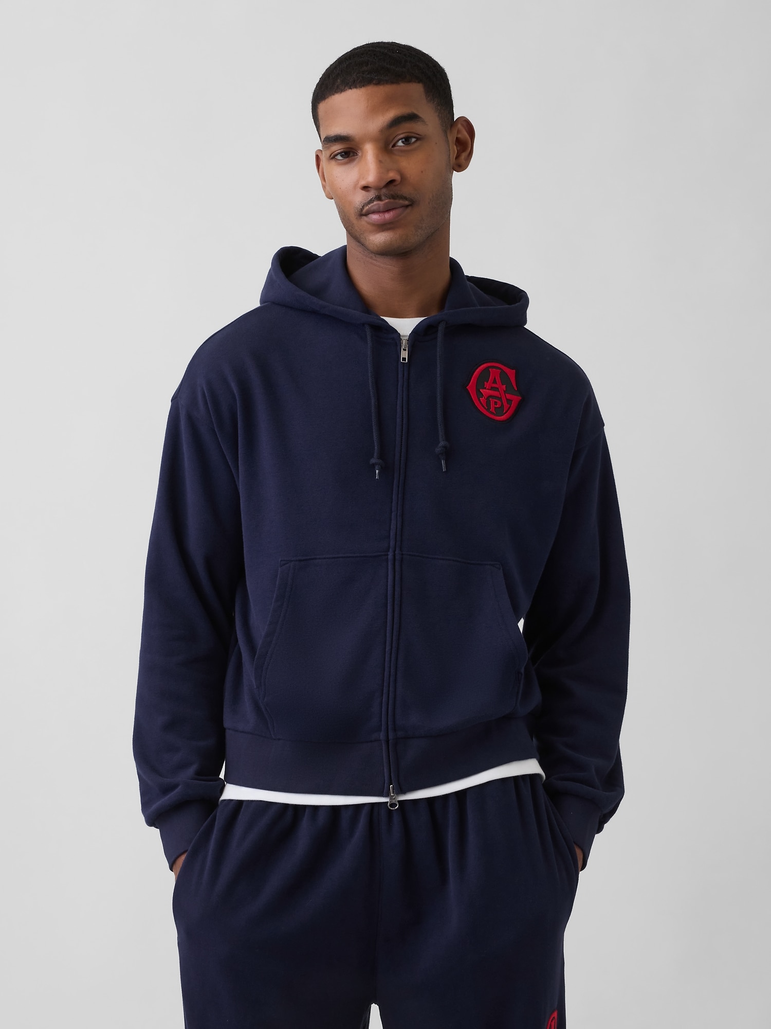 GAP ロゴ　フルジップパーカー　ジップアップ　ネイビー　XL GAP（ギャップ）の「GAPロゴ フルジップパーカー(ユニセックス