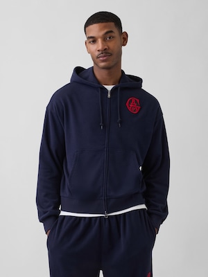 ヴィンテージソフト フレンチテリー オーバーサイズ GAPロゴ ジップアップパーカー