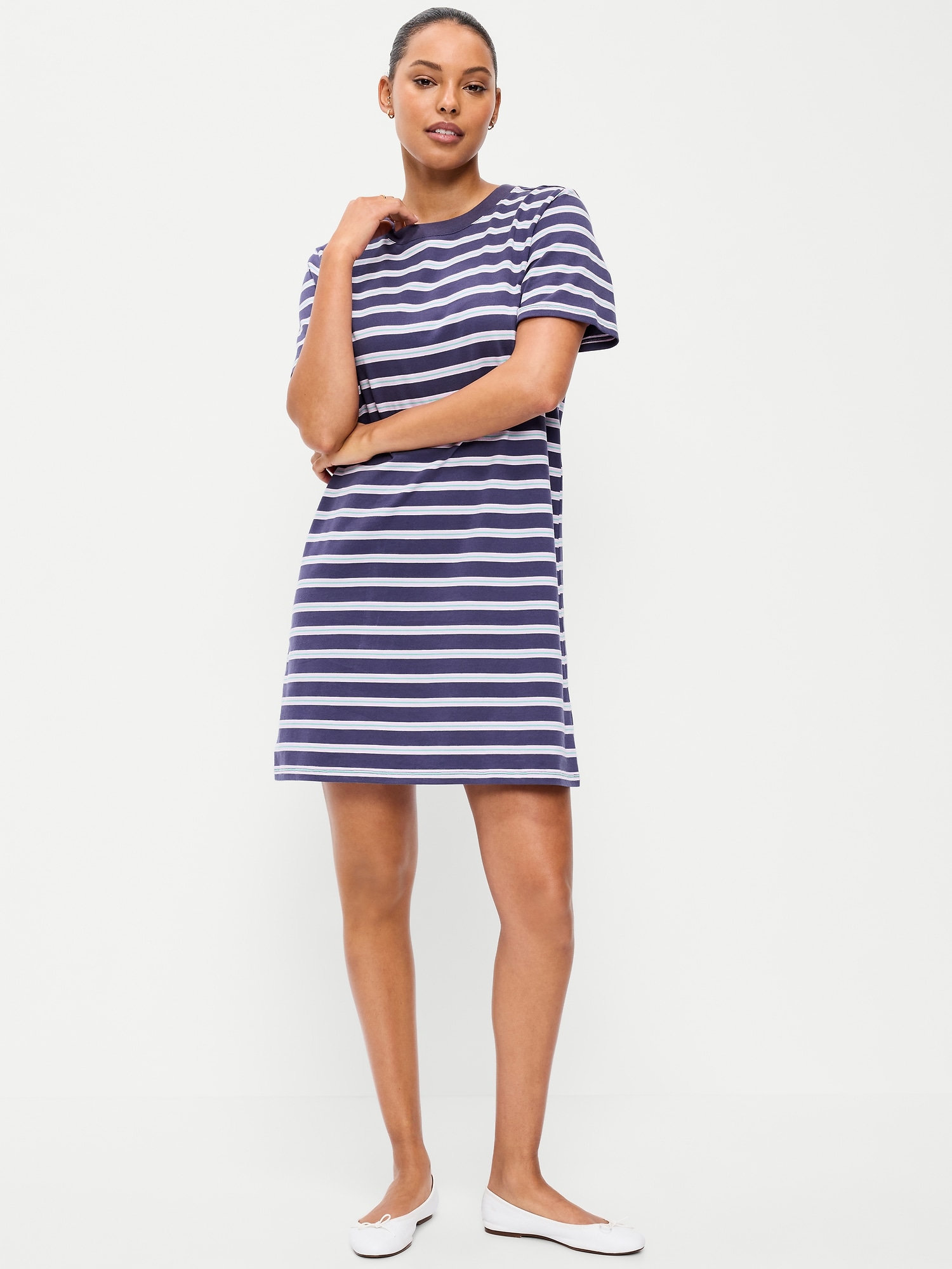 Vintage Crew-Neck Mini T-Shirt Dress