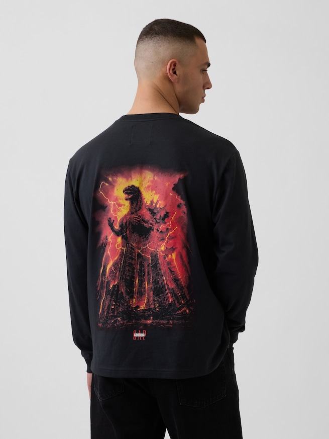 ゴジラ グラフィック GAPロゴ Tシャツ-0