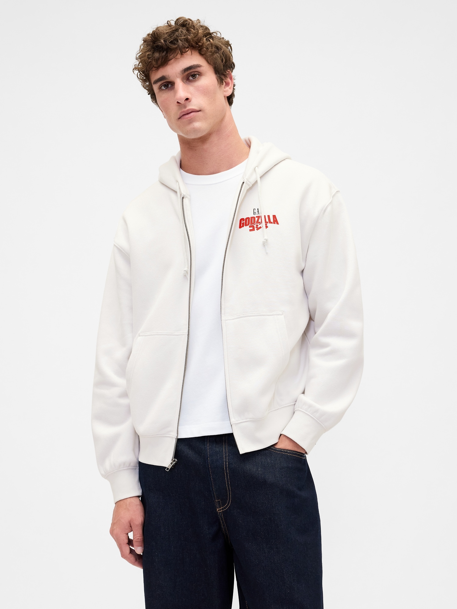 ゴジラ ビンテージソフトグラフィック GAPロゴ ジップアップパーカー-1