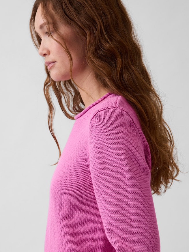 コットン100% ロールネックセーター-3