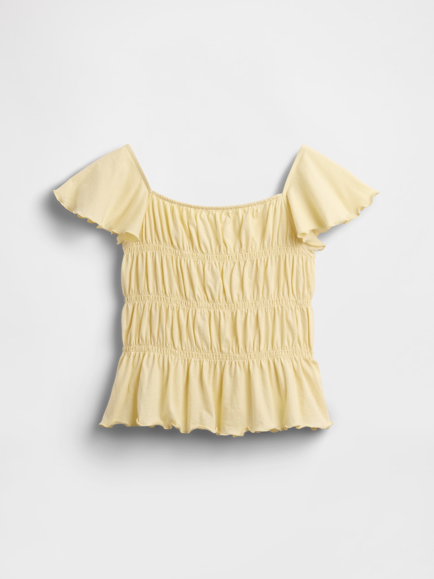 スモッキングギャザー フラッタースリーブ トップス (キッズ)-1