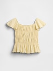スモッキングギャザー フラッタースリーブ トップス (キッズ)-1
