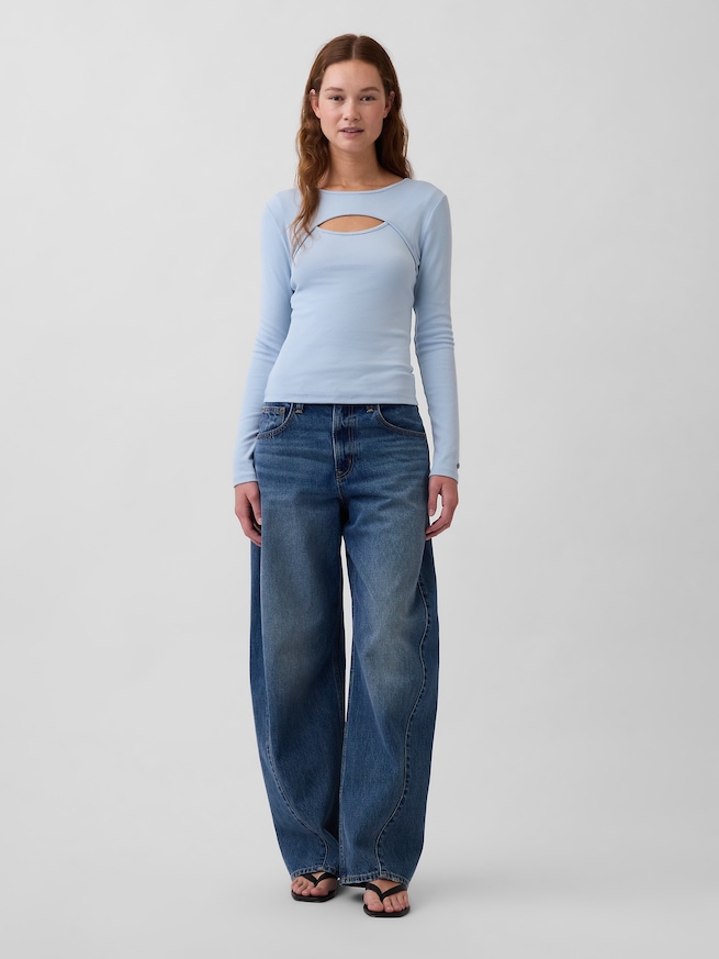 モダン カットアウトTシャツ-1