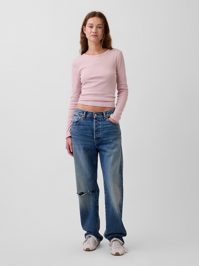 リブ クロップド GAPロゴTシャツ-1