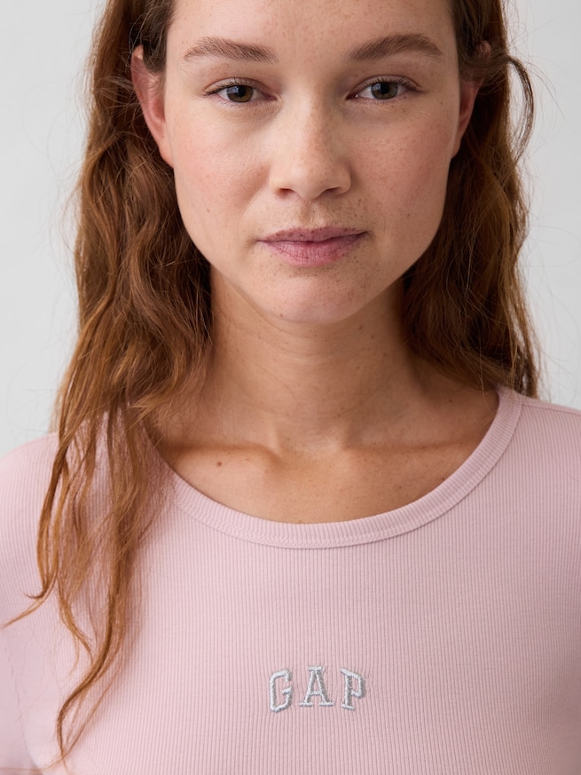 リブ クロップド GAPロゴTシャツ-3