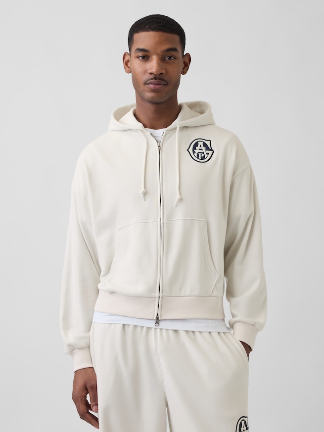 ヴィンテージソフト フレンチテリー GAPロゴ ダブルジップパーカー-0