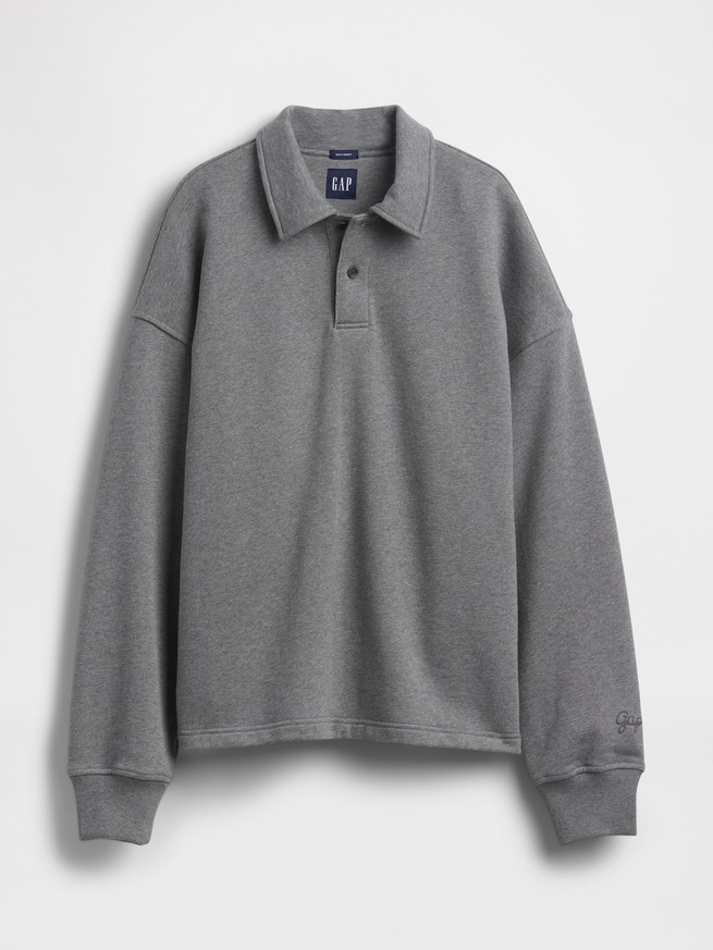 ヘビーウェイト オーバーサイズ ポロスウェットシャツ-4