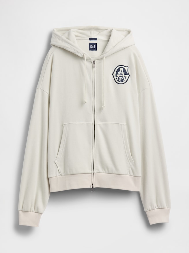 ヴィンテージソフト フレンチテリー GAPロゴ ダブルジップパーカー-4