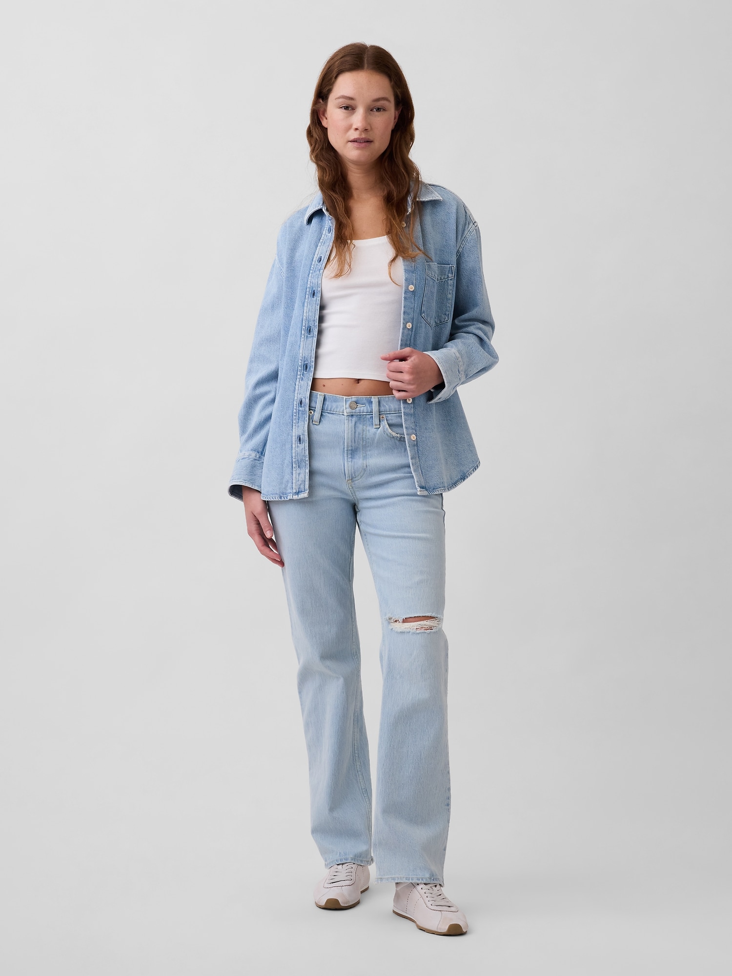 Mid Rise Straight Jeans