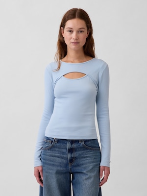 モダン カットアウトTシャツ