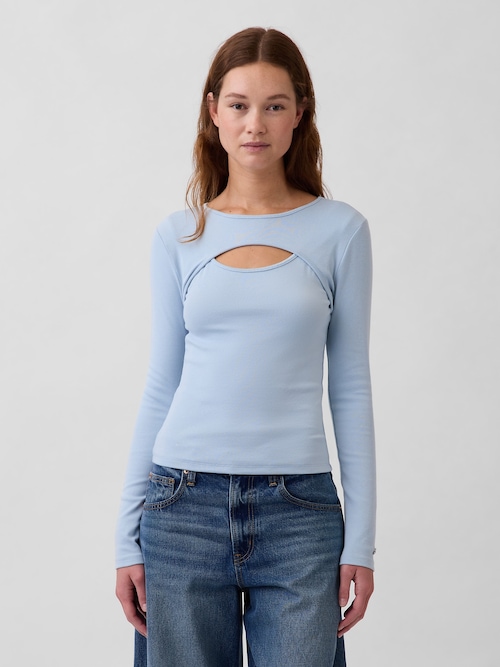 モダン カットアウトTシャツ