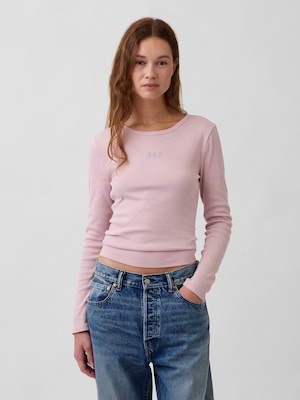 リブ クロップド GAPロゴTシャツ