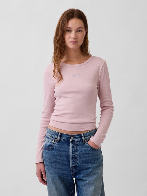 リブ クロップド GAPロゴTシャツ