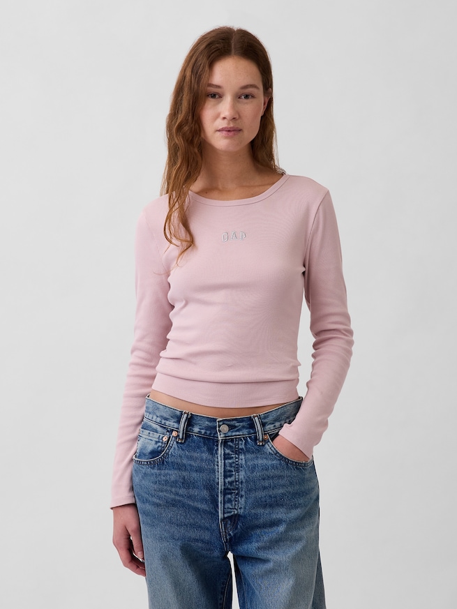 リブ クロップド GAPロゴTシャツ-0