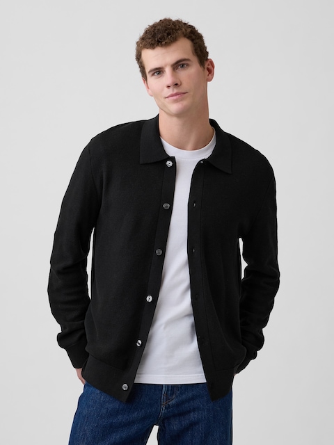 Textured Button-Up Sweater
