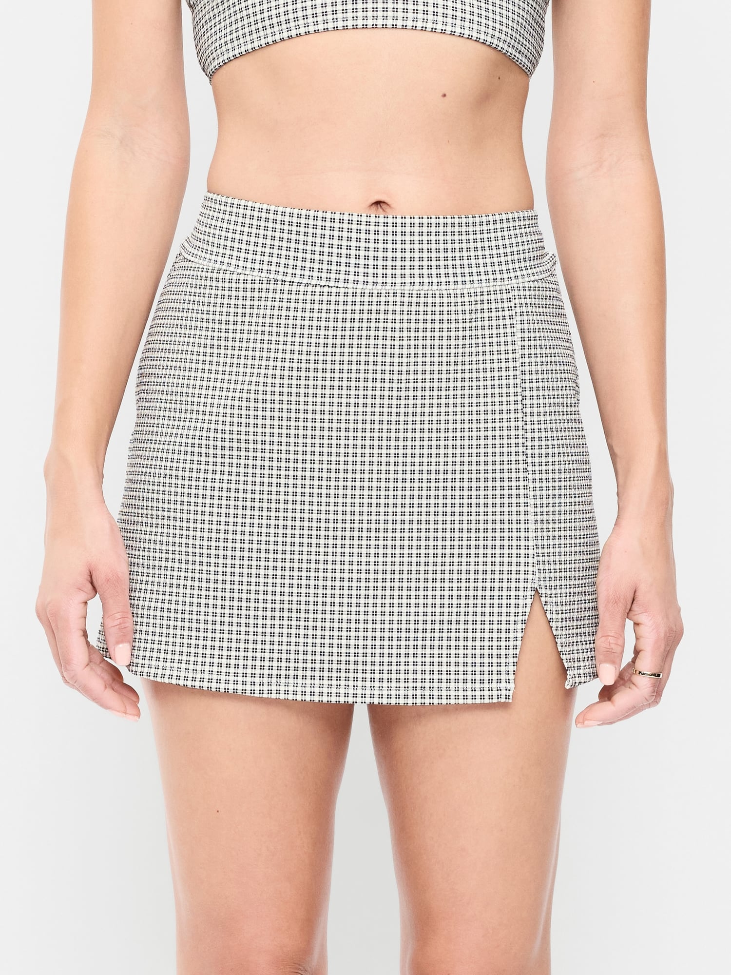 High-Waisted Textured Swim Skirt