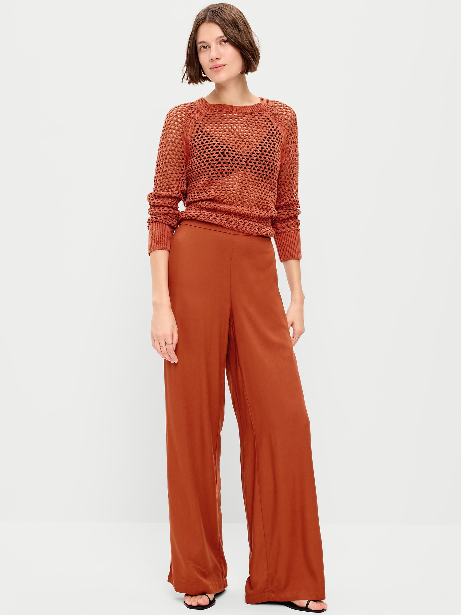 high waisted flowy dress pants Impressive Perfection Front Slit Flowy Pants main image 1