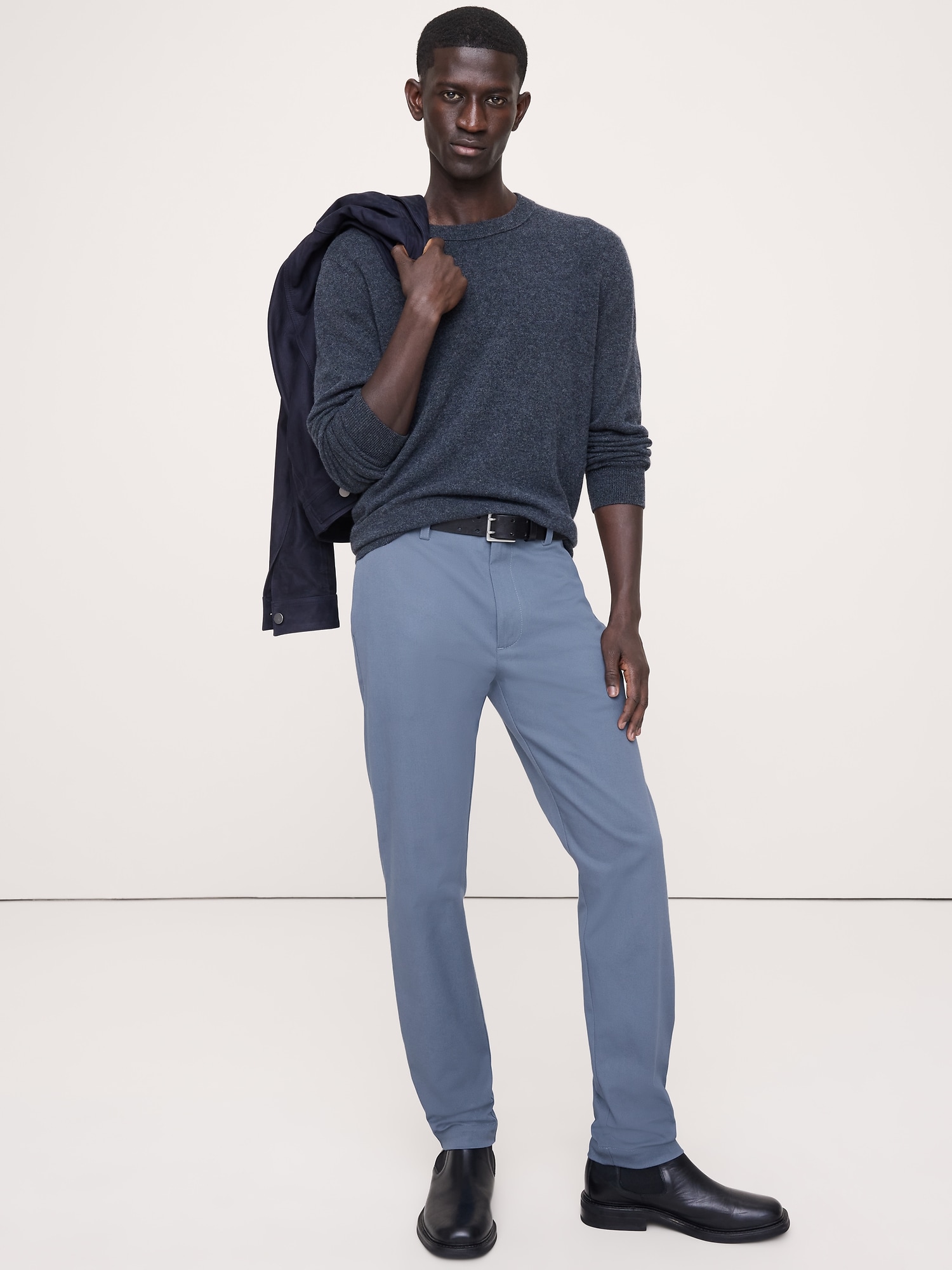PANTALON À COUPE ATHLÉTIQUE EN CHINO EXTENSIBLE ITALIEN