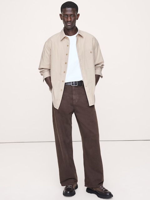 CHEMISE DÉCONTRACTÉE EN POPELINE DE COTON DÉLAVÉE