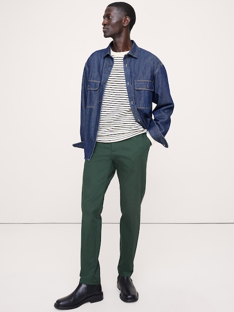 PANTALON À COUPE ATHLÉTIQUE EN CHINO EXTENSIBLE ITALIEN