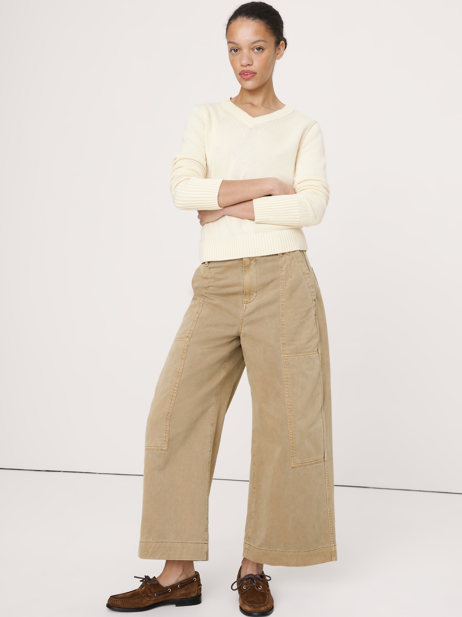 CHANDAIL À ENCOLURE EN V EN COTON ET SOIE EVERSOFT