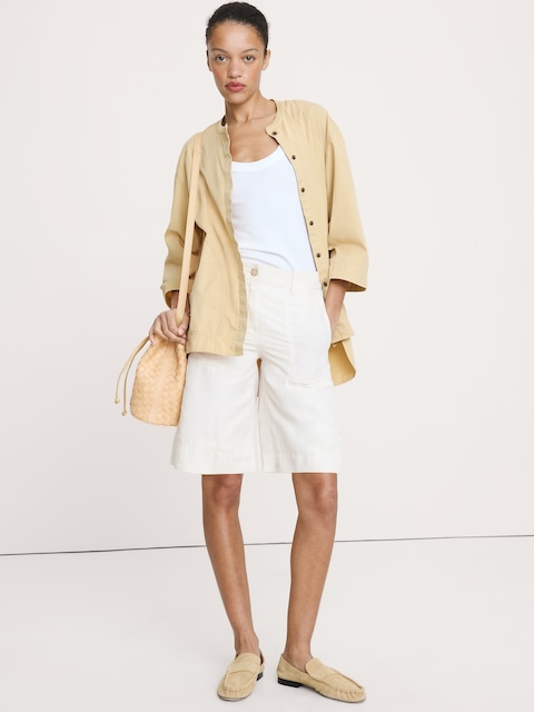 BERMUDA TAILLE MI-BASSE EN LIN ET LYOCELL TENCEL™