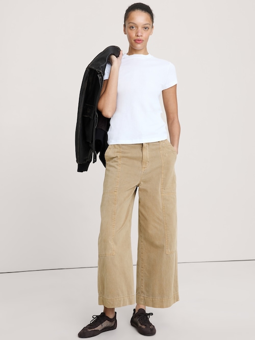 エアリー コットン モックネック Tシャツ